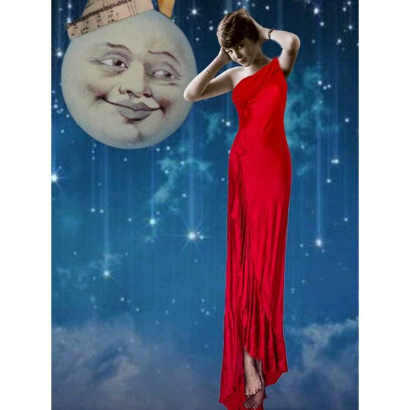 Vintage Warner Brothers Costume Department Satin Dina Bar-el Gown 30's Bias Cut - Picture 5 of 15